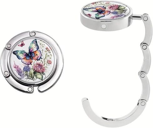 Vintage Butterfly and Floral Folding Hook - Durable Zinc Alloy Purse Hanger with Ornate Design,for Tables in Restaurants or Bars in Saudi Arabia