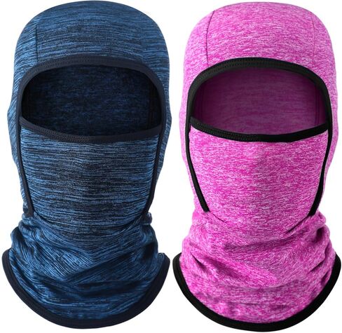 2 Pieces Kids Balaclava Face Mask Winter Ski Hat Face Covering Windproof Face Warmer for Cold Weather(Navy Blue, Purple, Large) in Saudi Arabia