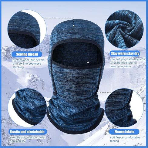 2 Pieces Kids Balaclava Face Mask Winter Ski Hat Face Covering Windproof Face Warmer for Cold Weather(Navy Blue, Purple, Large) in Saudi Arabia