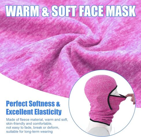 2 Pieces Kids Balaclava Face Mask Winter Ski Hat Face Covering Windproof Face Warmer for Cold Weather(Navy Blue, Purple, Large) in Saudi Arabia
