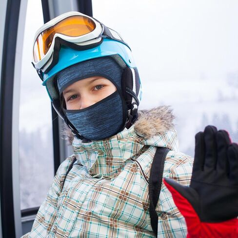 2 Pieces Kids Balaclava Face Mask Winter Ski Hat Face Covering Windproof Face Warmer for Cold Weather(Navy Blue, Purple, Large) in Saudi Arabia