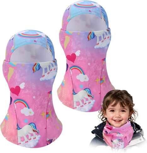 2pcs Fleeced Lined Balaclava Ski Mask for Kids 2-14- Kids Winter Face Cover Mask Windproof for Cold Weather Girls Boys Gift in Saudi Arabia