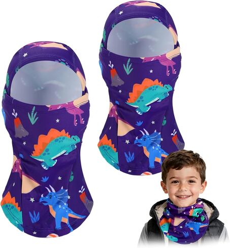 2pcs Fleeced Lined Balaclava Ski Mask for Kids 2-14- Kids Winter Face Cover Mask Windproof for Cold Weather Girls Boys Gift in Saudi Arabia