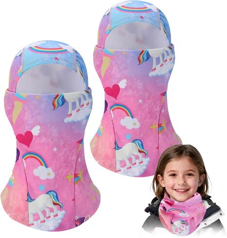 2pcs Fleeced Lined Balaclava Ski Mask for Kids 2-14- Kids Winter Face Cover Mask Windproof for Cold Weather Girls Boys Gift in Saudi Arabia