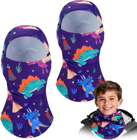 2pcs Fleeced Lined Balaclava Ski Mask for Kids 2-14- Kids Winter Face Cover Mask Windproof for Cold Weather Girls Boys Gift in Saudi Arabia