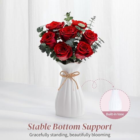 Lewondr Flower for Delivery, Preserved Flowers Bouquet, Red Roses Bouquet, Real Long-Lasting Forever Birthday Flowers Gifts for Her Wife Girlfriend Valentines Day Anniversary Mothers Day, Black-Red in Saudi Arabia