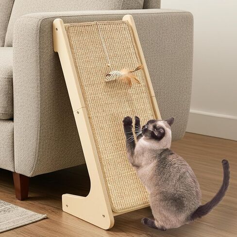 Meeyoview Cat Scratcher ، 27.5 بوصة L من لوحة خدش Cat Shape ، لوح خدش Cat Sisal مع لعبة الماوس ، خدش القط العمودي للقطط الداخلية in Saudi Arabia