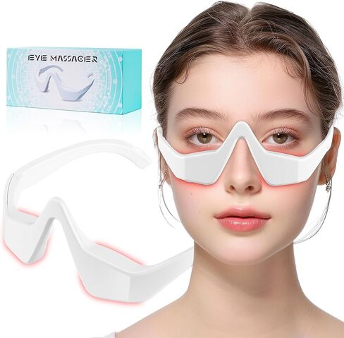 Under Eye Red Light Therapy Glasses, Red Light Therapy Device Microcurrent Eye Massager, Botanique Paris Eyes Bag Remover for Reduce Dark Circles and Wrinkles (White) in Saudi Arabia