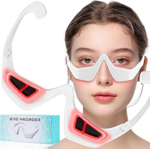 Under Eye Red Light Therapy Glasses, Red Light Therapy Device Microcurrent Eye Massager, Botanique Paris Eyes Bag Remover for Reduce Dark Circles and Wrinkles (White) in Saudi Arabia