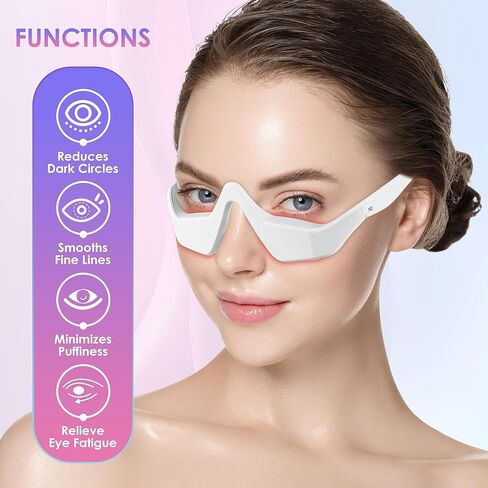 Under Eye Red Light Therapy Glasses, Red Light Therapy Device Microcurrent Eye Massager, Botanique Paris Eyes Bag Remover for Reduce Dark Circles and Wrinkles (White) in Saudi Arabia