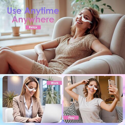 Under Eye Red Light Therapy Glasses, Red Light Therapy Device Microcurrent Eye Massager, Botanique Paris Eyes Bag Remover for Reduce Dark Circles and Wrinkles (White) in Saudi Arabia