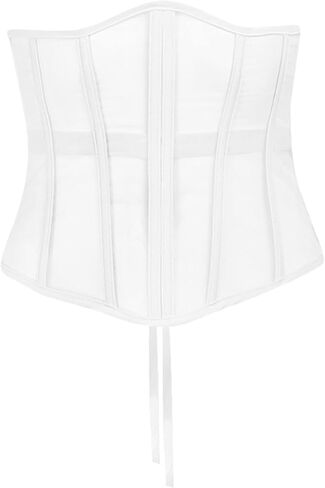 Sexy See-Through Mesh Underbust Corset for Women Slim Fashion Waist Cincher Shaperwear All-Match Bustier Tops Girdles (Color : Apricot, Size : M/Medium) in Saudi Arabia