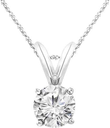 هيوستن دايموند ديستريكت 0.5 إلى 12 قيراط IGI Certified LAB GROWN Diamond Round Cut 4 Prong قلادة مع سلسلة (H-I Color، VS1-VS2 Clarity) in Kuwait