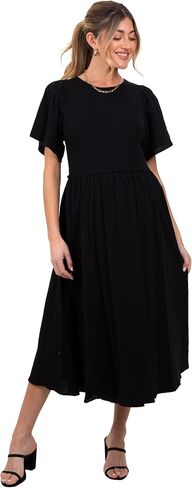 PinkBlush Ribbed Knit Contrast Top Maternity Midi Dress in Saudi Arabia