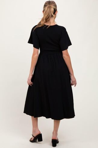 PinkBlush Ribbed Knit Contrast Top Maternity Midi Dress in Saudi Arabia
