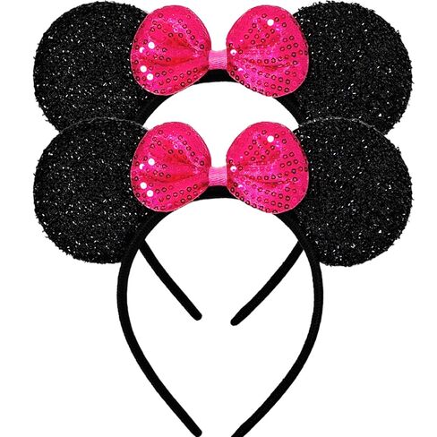 MADO 2 pack red poilka dot mini mouse ears headbands for adults women little girls boys (red polka dot, onesize) in Saudi Arabia