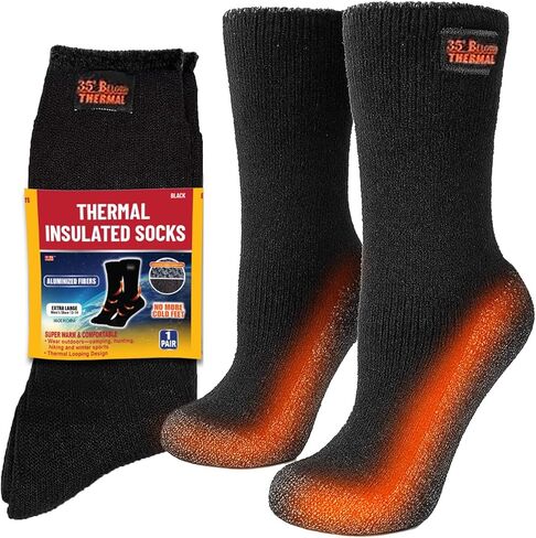 35° BELOW Thermal Insulated 1 or 3 Pk Socks for Men and Women, Designed with Soft Aluminized Loops to Keep Feet Warm and Cozy in Saudi Arabia