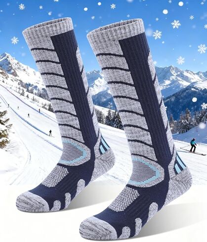 Ski Sock Merino Wool Ski Socks Mens Womens Thermal Warm Thick Snowboarding Socks, Over The Calf in Saudi Arabia