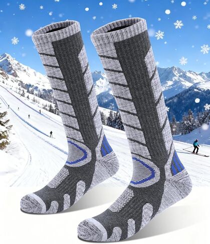Ski Sock Merino Wool Ski Socks Mens Womens Thermal Warm Thick Snowboarding Socks, Over The Calf in Saudi Arabia
