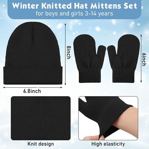 Vicenpal 8 Pack Toddler Winter Hats and Gloves Set Warm Knitted Beanie Hats Mittens Gloves for Toddler Boys Girls 2-6 Years in Saudi Arabia