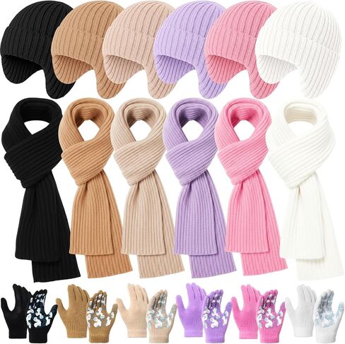 18 Pcs Kids Hat Gloves Scarf Winter Set Warm Kids Knit Beanie Hat with Gloves Knitted Scarf Girl Snow Set for 5-10 Boys Girls in Saudi Arabia