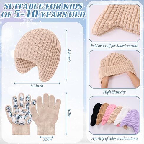 18 Pcs Kids Hat Gloves Scarf Winter Set Warm Kids Knit Beanie Hat with Gloves Knitted Scarf Girl Snow Set for 5-10 Boys Girls in Saudi Arabia