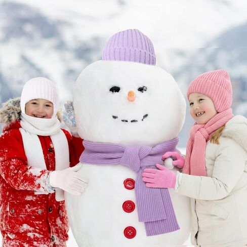 18 Pcs Kids Hat Gloves Scarf Winter Set Warm Kids Knit Beanie Hat with Gloves Knitted Scarf Girl Snow Set for 5-10 Boys Girls in Saudi Arabia