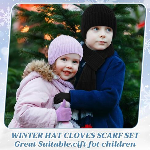 18 Pcs Kids Hat Gloves Scarf Winter Set Warm Kids Knit Beanie Hat with Gloves Knitted Scarf Girl Snow Set for 5-10 Boys Girls in Saudi Arabia