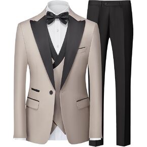 Mens Suit 3 Piece Tuxedo One Button Slim Fit Tuxedo Suit Set Blazer Jacket Vest Pants Set for Prom Business in Saudi Arabia