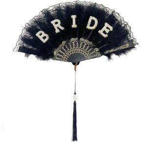 Vintage Bride Fan Pearls Encrusted Engagement Decoration For Wedding Party Photography Supplies in Saudi Arabia
