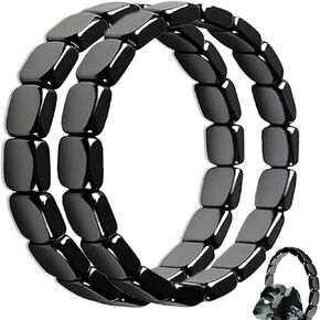سوار الهيماتيت للرجال - يعيد إشعال الطاقة الذكورية، أساور شفاء ممتدة مطرزة بحجر الهيماتيت الطبيعي تستعيد ثقتك وثقتك، هدايا مجوهرات ملهمة (قطعتان) in Kuwait