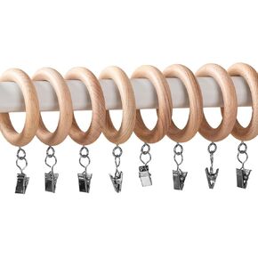 حلقات ستائر خشبية مع مشابك، مشابك ستائر المزرعة، حلقات ستائر خشبية على شكل خطاف (12، 1.81 بوصة ضياء داخلي) in Kuwait