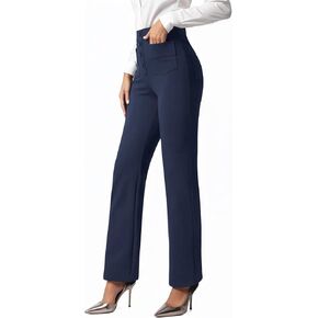 keriffe Women's Straight Leg Dress Pants with Pockets High Waist Business Casual Work Pants Pull On Office Slacks in Kuwait