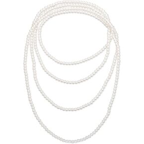 Long Pearl Necklace, Long Pearl Necklaces For Women, Fake Pearls Necklaces 1920s Costume Jewelry, Vintage Large Pearls Necklace for Wedding Party Prom Halloween in Saudi Arabia
