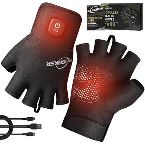 Winter Heated Gloves for Men Women Electric Fingerless Heated Gloves with Dual-USB Charging Cable for Typing Driving in Saudi Arabia