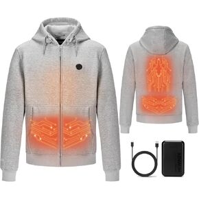 سترة بغطاء للرأس بسحاب من HEWINZE - تقنية الجرافين بخمس مناطق لتحقيق الدفء المتساوي | سويت شيرت ببطارية 7.4 فولت للجنسين in Kuwait