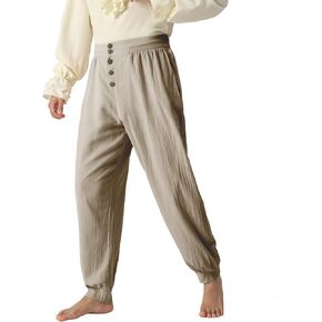 MO GOOD Mens Pirate Renaissance Pants Viking Costume, Medieval Retro Drawstring Ankle Pants Cotton Cosplay for Ren Faire in Saudi Arabia