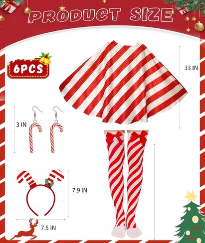 Candy Cane Costume Christmas Costumes Present Poncho With Stockings Women Funny Dress Cosplay Outfit in Saudi Arabia