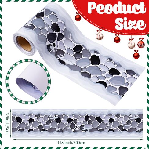 Nuanchu 2 Pcs Christmas Village Accessories 3 x 118 Inch Cobblestone Village Roads and Streets Mat Cuttable Snow Brick Mat for DIY Miniature Little Landscape Home Garden Dollhouse Display Decor in Saudi Arabia