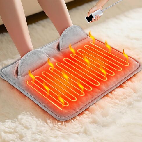 Electric Foot Warmer, Heated Foot Warmer for Bed, Portable Foot Heating Pad for Feet, Under Desk Heated Feet Warmer with 9 Heating Levels, 4 Time Settings & Machine Washable in Saudi Arabia