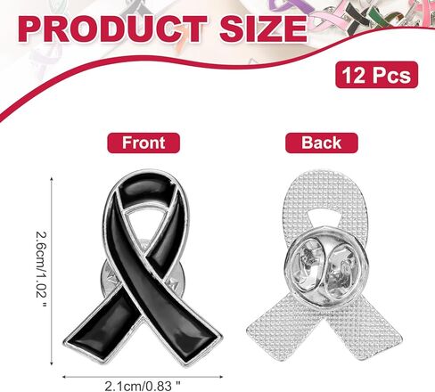 PATIKIL Ribbon Pins, Awareness Pins with Secure Clutch Back Enamel Lapel Brooch for Public Charity Support Fundraiser in Saudi Arabia