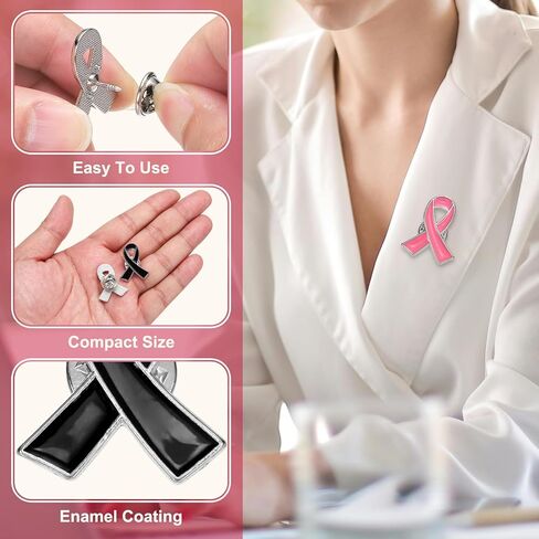 PATIKIL Ribbon Pins, Awareness Pins with Secure Clutch Back Enamel Lapel Brooch for Public Charity Support Fundraiser in Saudi Arabia