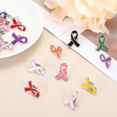 PATIKIL Ribbon Pins, Awareness Pins with Secure Clutch Back Enamel Lapel Brooch for Public Charity Support Fundraiser in Saudi Arabia