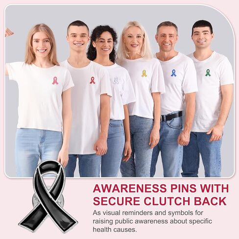 PATIKIL Ribbon Pins, Awareness Pins with Secure Clutch Back Enamel Lapel Brooch for Public Charity Support Fundraiser in Saudi Arabia