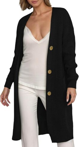 Long Cardigan Sweaters for Women with Pockets Knit Button Down Open Front Sweater Chunky Loose Outerwear Coats in Saudi Arabia