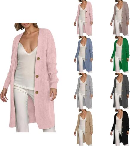 Long Cardigan Sweaters for Women with Pockets Knit Button Down Open Front Sweater Chunky Loose Outerwear Coats in Saudi Arabia