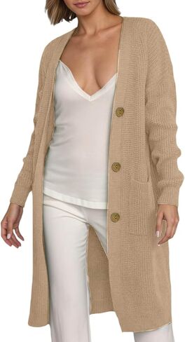 Long Cardigan Sweaters for Women with Pockets Knit Button Down Open Front Sweater Chunky Loose Outerwear Coats in Saudi Arabia