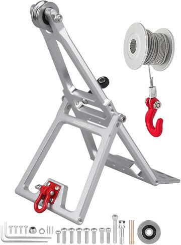 HobbyPark RC Crawler Tow Rig Crane 1/10 Scale Winch Stent Rescue Wrecker Kit Trailer Tow Hook for TRX4 SCX10 II Capra LCG Chassis Frame DIY Parts Updates (Black) in Kuwait