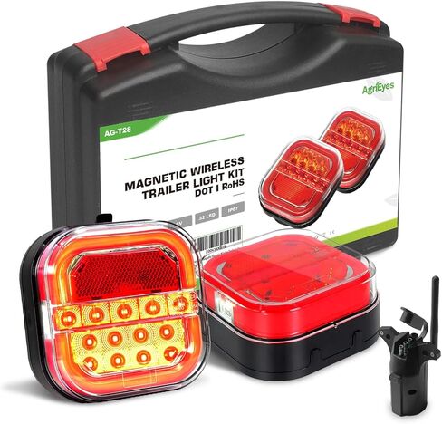 Agrieyes Wireless Trailer Lights, Magnetic LED Trailer Light Rechargeable, Portable Tow Lights Kit for Trucks, Wrenker, Boat, RV, Caravan, DOT Compliant in Kuwait