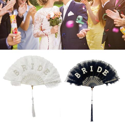 Vintage Bride Fan Pearls Encrusted Engagement Decoration For Wedding Party Photography Supplies in Saudi Arabia